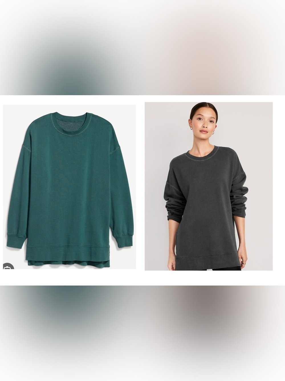 NWT Lot of 2 Old Navy Women's Boyfriend Tunic Sweatshirt - Teal & Charcoal